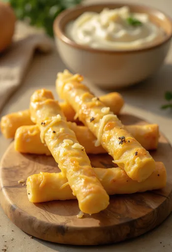 Crujientes palitos de queso horneados a un dorado perfecto y cubiertos con queso rallado