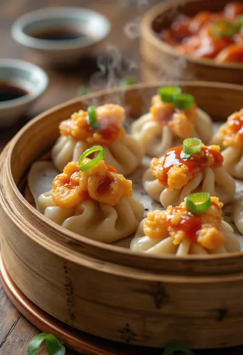 Siomay con salsa picante, deliciosas bolas de masa al vapor servidas con salsa picante