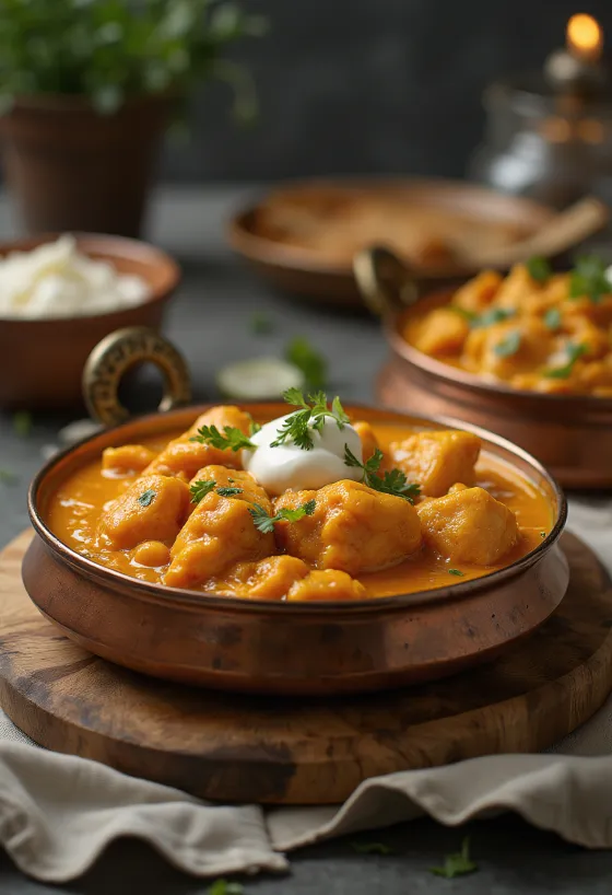 Chicken Makhani, pollo en salsa de mantequilla india con cilantro