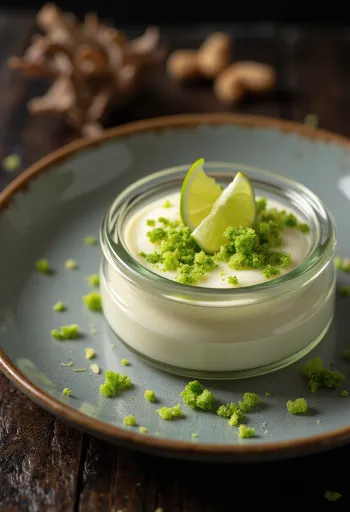 Panna cotta de lima servida