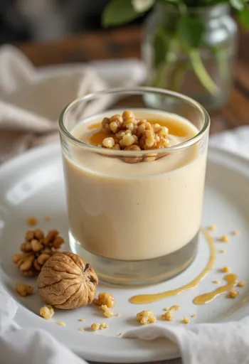 Crema de nuez con miel servida en una copa