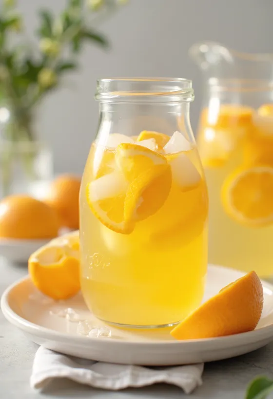 Naranjada servida en vaso