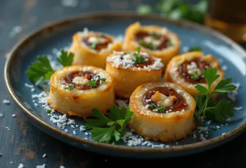 Patra agridulce servido con cilantro y colores frescos