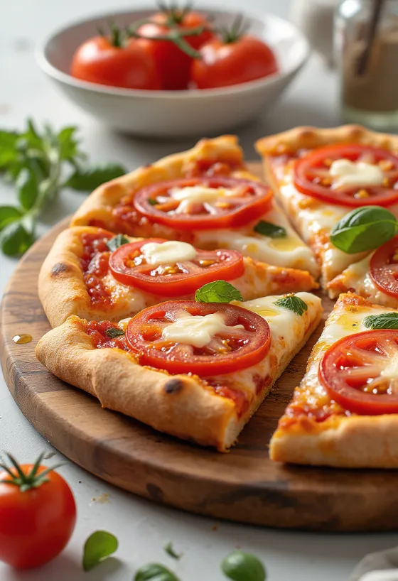 Pizza al Pomodoro Fresco con jitomate fresco y mozzarella