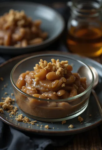 Puré de castañas con miel servido en un plato