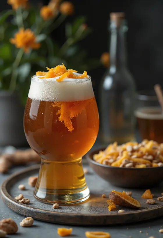 Cerveza de naranja servida en botella