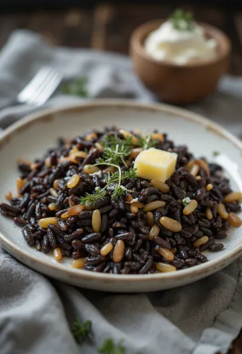 Arroz salvaje servido