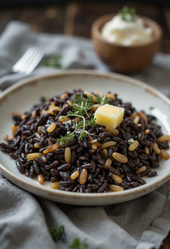 Arroz salvaje servido