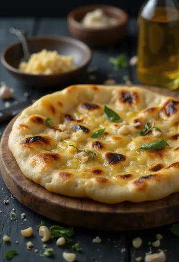 Chapati con mantequilla de ajo, recién hecho y servido