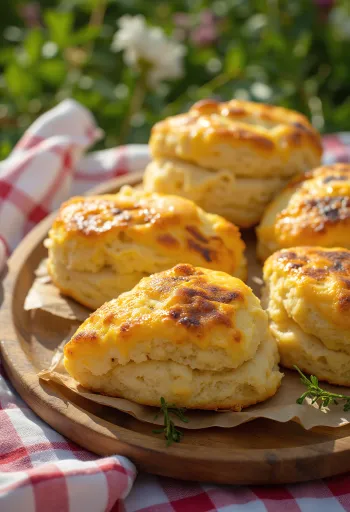 Bisquets de queso ahumado servidos