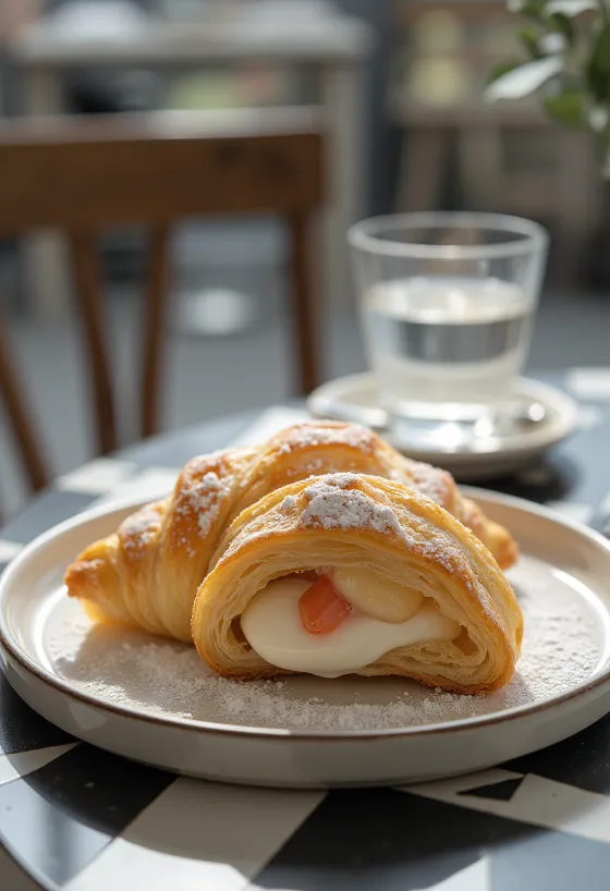 Croissant de litchi servido