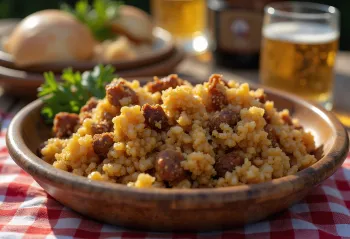 Paçoca versión salada servida con carne seca