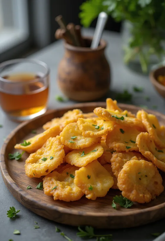 Pakora de berenjena, servida crujiente y especiada