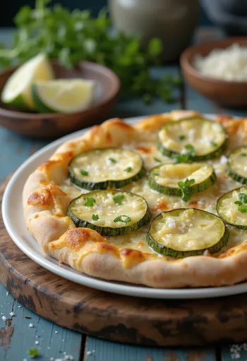 Pizza al Zucchini con calabacitas y quesos