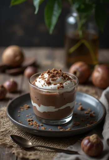Copa de chocolate y castañas servida