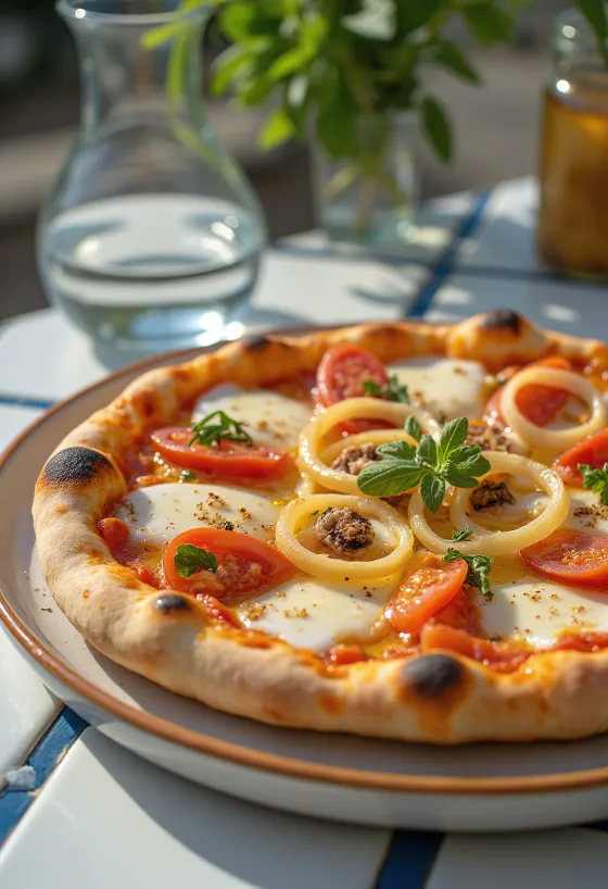 Pizza Pugliese con cebolla morada y anchoas