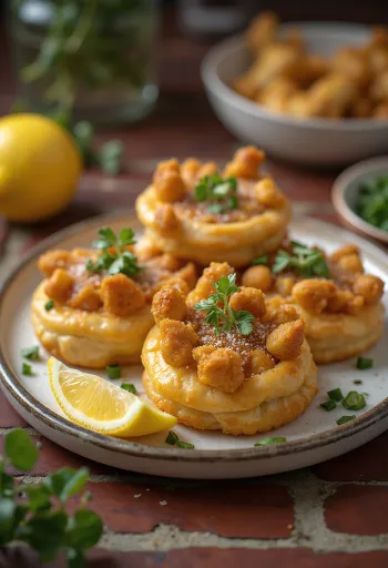 Sambousek con garbanzo, en masa crujiente, con cilantro fresco