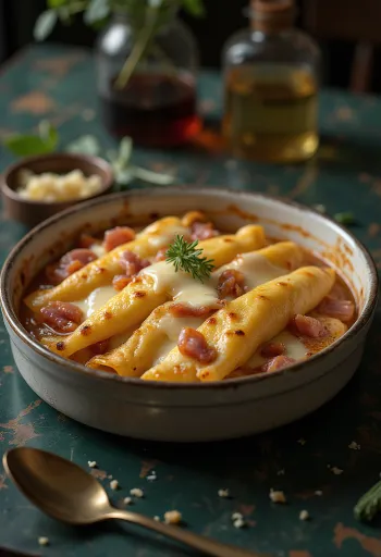 Crepas de jamón y queso recién horneadas