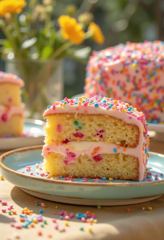 Pastel con chispas decorado con chochitos de colores