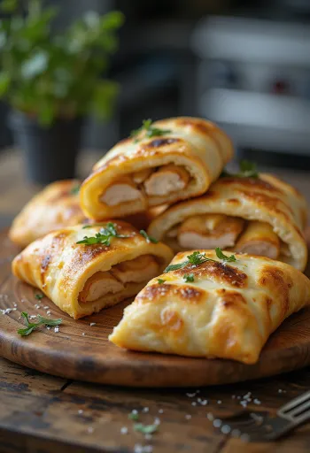 Calzone de pechuga de pollo a la parrilla dorado al horno