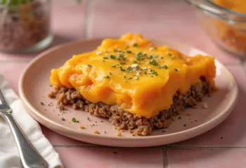 Pastelón con queso, servido, platillo rico y delicioso