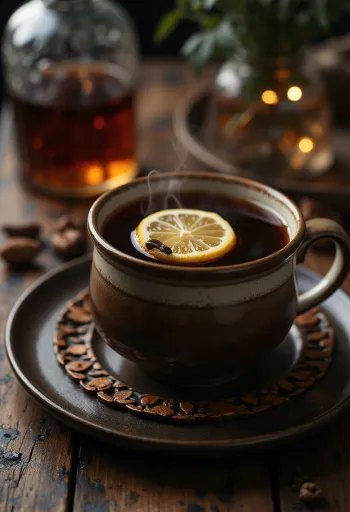 Té con ron servido en vaso
