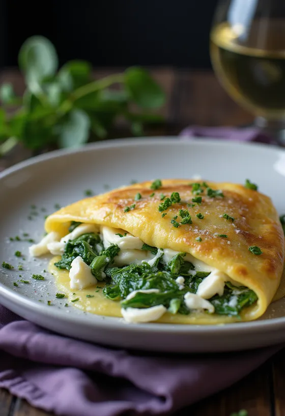 Crepas de espinaca y ricota recién horneadas