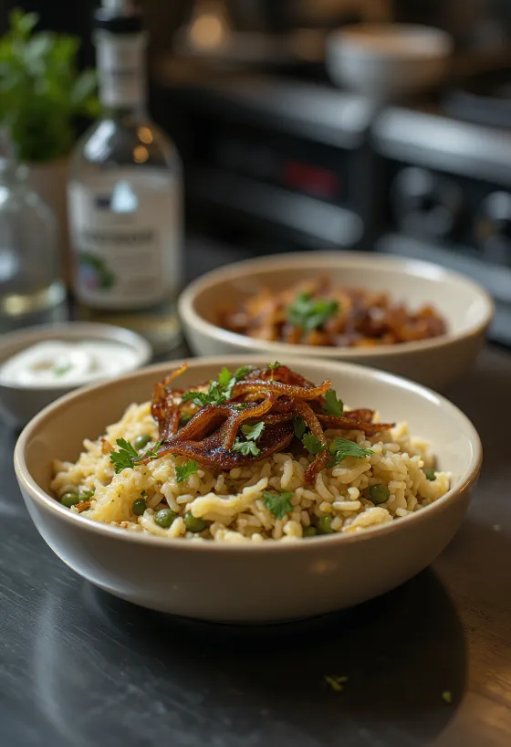 Arroz con lentejas servido