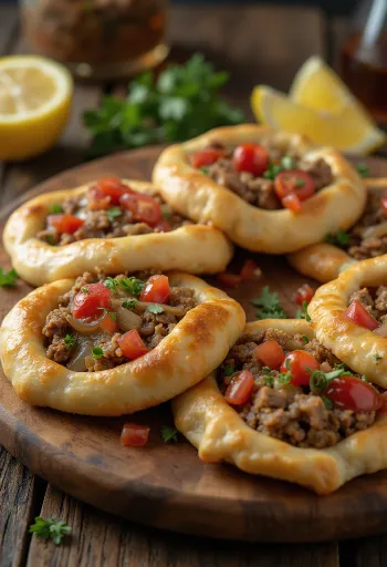 Sfiha, empanada árabe de carne servida