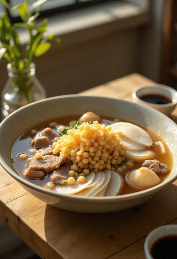Soto Bandung, sopa de carne de res con rábano fresco y salsa de soya