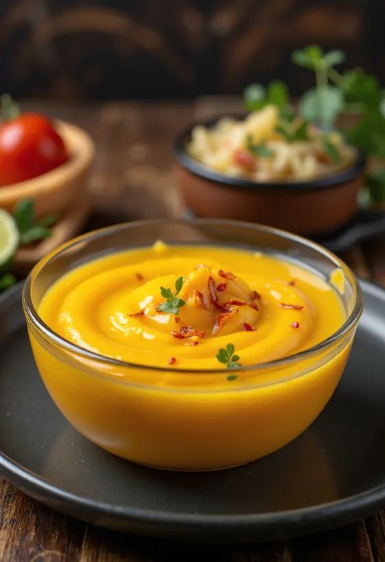 Salsa de mango y limón servida con pescado a la parrilla