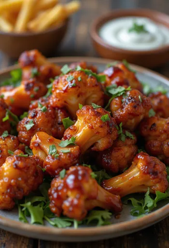 Alitas de coliflor horneadas con salsa BBQ