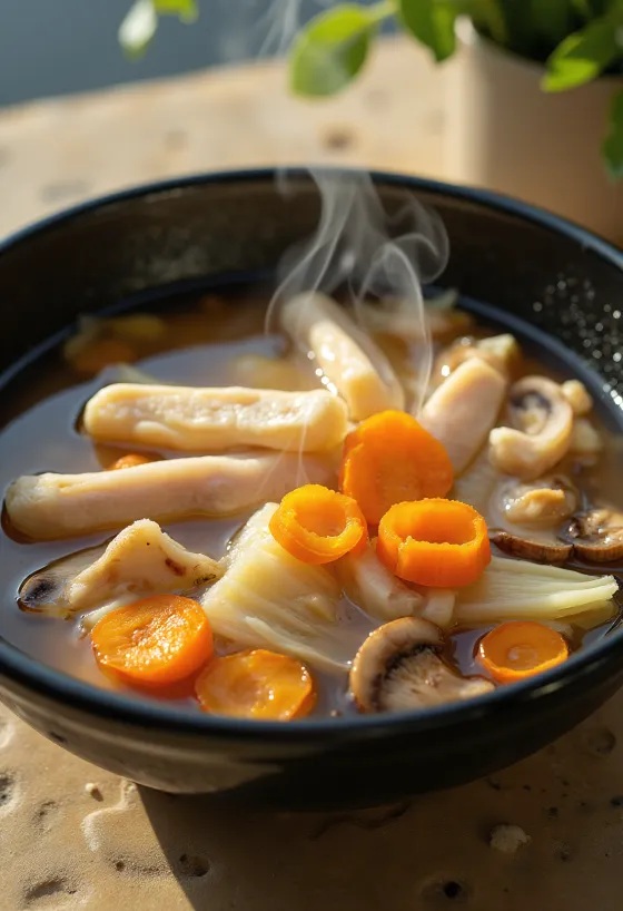 Kiritanpo nabe con zanahoria y carne de pollo