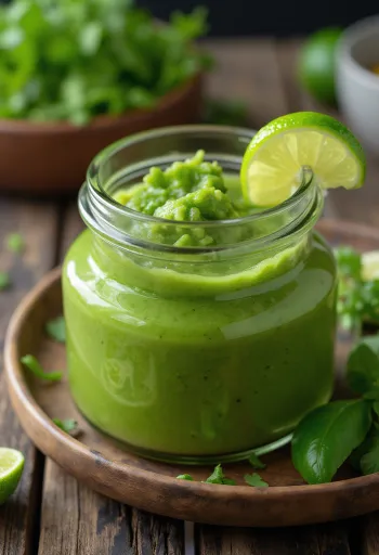 Mojo verde, salsa de hierbas frescas, rica en cilantro y perejil