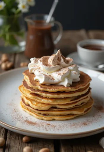 Pastel de crepas con Nutella y crema batida