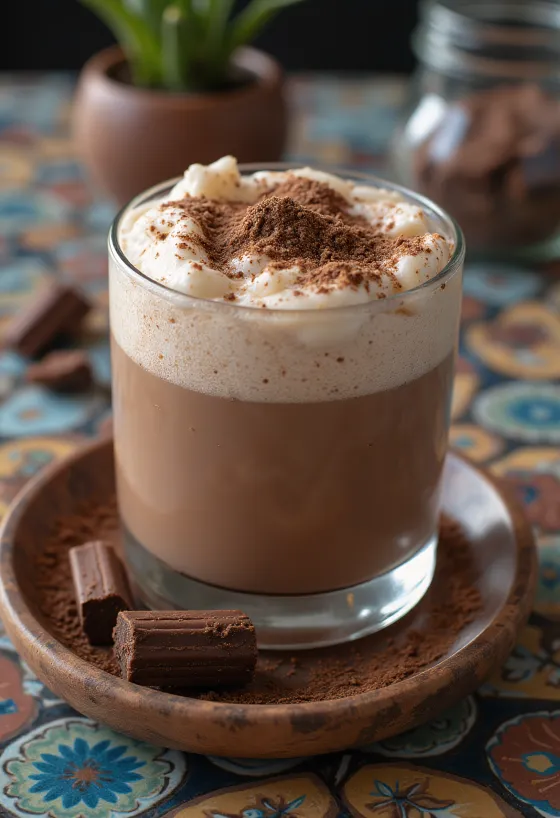 Kéfir probiótico de cacao con chocolate de leche y canela