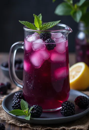 Limonada de zarzamora servida en vaso