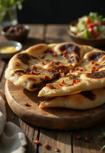 Pan naan de chocolate con chile servido