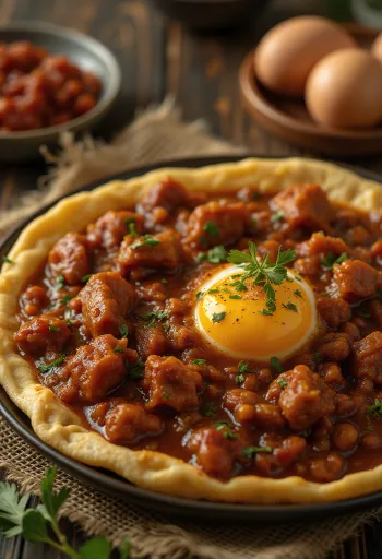 Doro Wat servido con huevo duro y pan injera