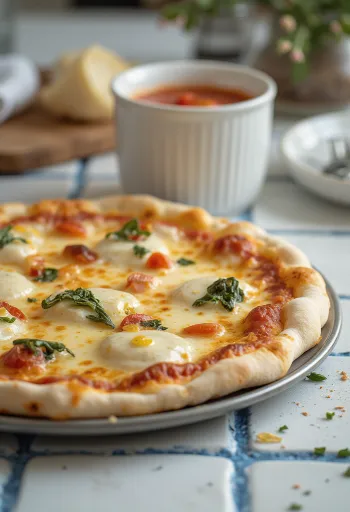 Pizza alla Ricotta con ricotta y queso