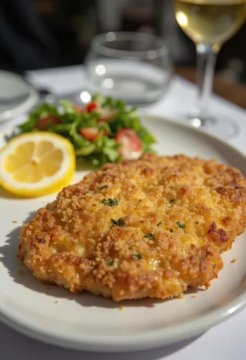 Milanesa de cerdo dorada en empanizado crujiente