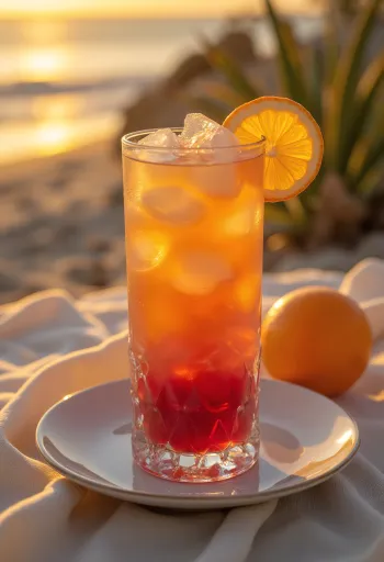 Cóctel Sex on the Beach decorado con una rebanada de naranja y una cereza