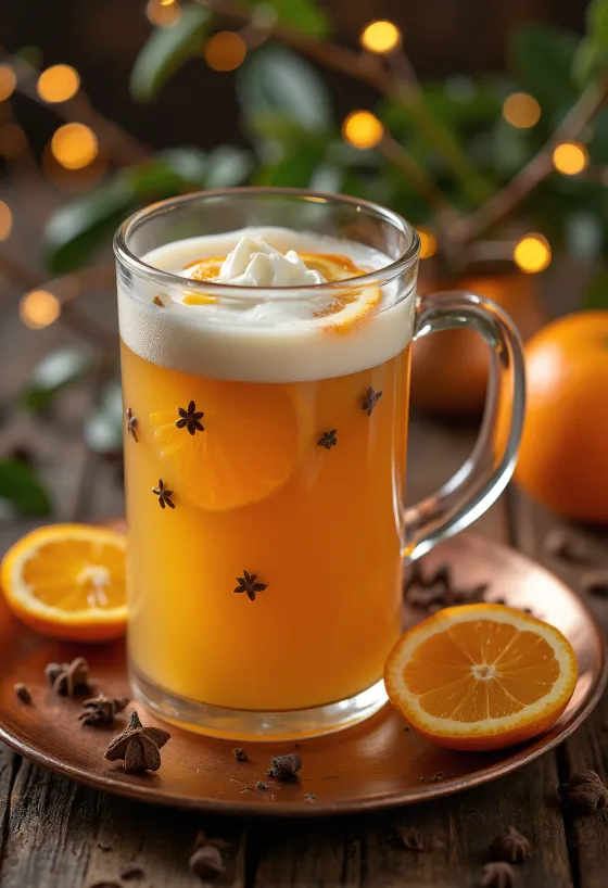 Sidra de naranja y clavo servida en vaso