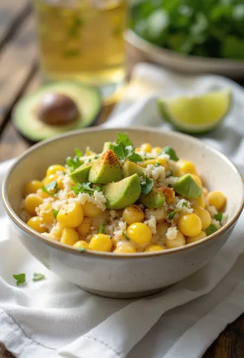 Esquites frescos con aguacate