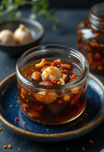 Salsa de vinagre Jangajji servida con verduras encurtidas