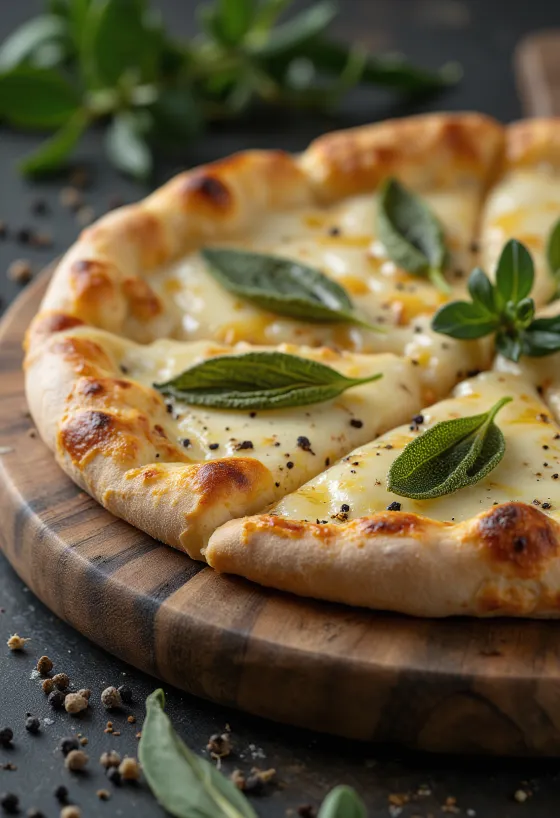 Pizza alla Salvia con salvia y queso