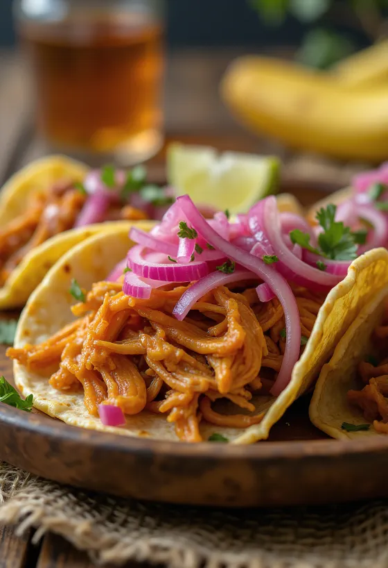 Tacos de cochinita pibil servidos