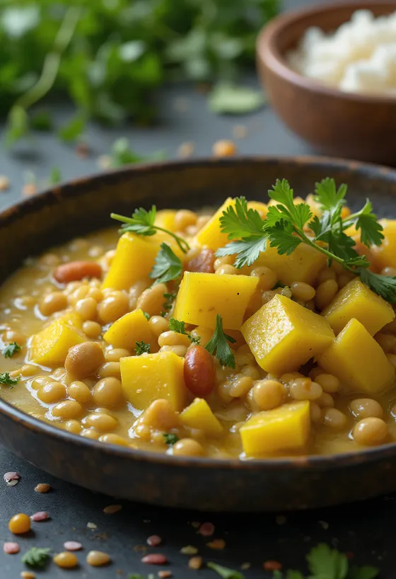 Kootu de Chayote, un delicioso platillo del sur de la India con frijoles y verduras