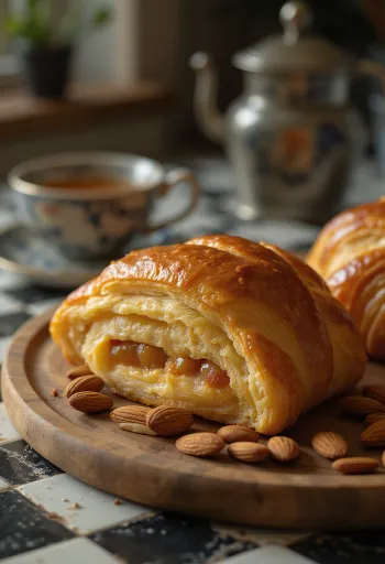 Croissants de mazapán servidos