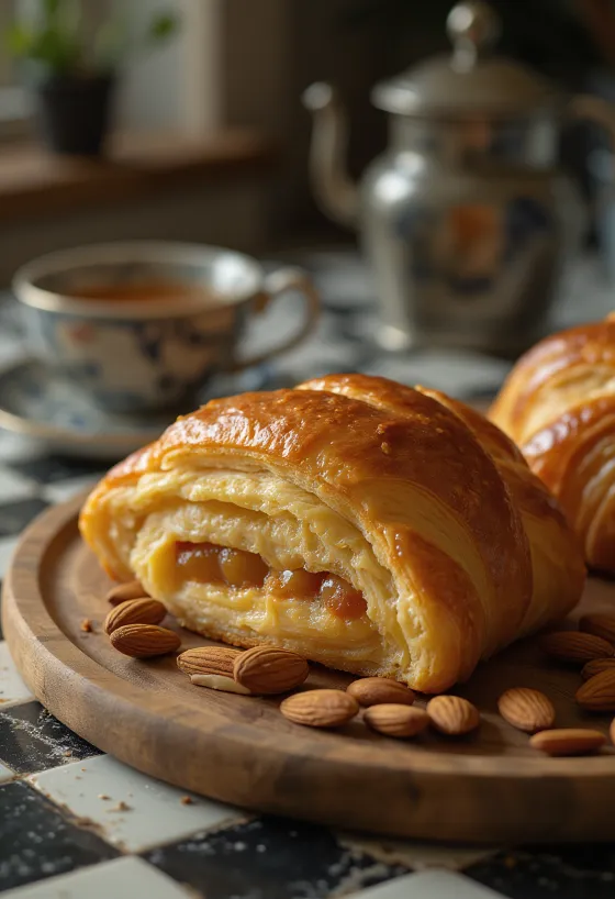 Croissants de mazapán servidos